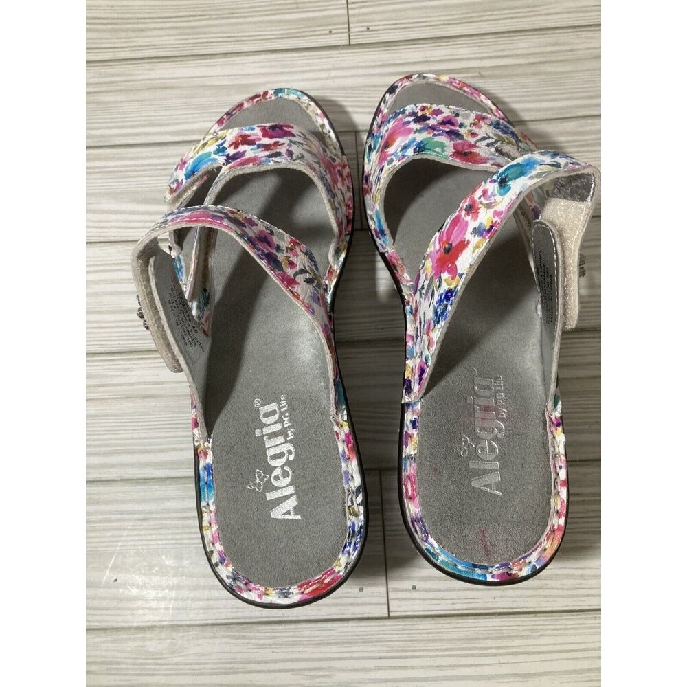Alegria Strappy Floral Slide Comfort Sandals Women's Size 40/9 Adjustable Straps